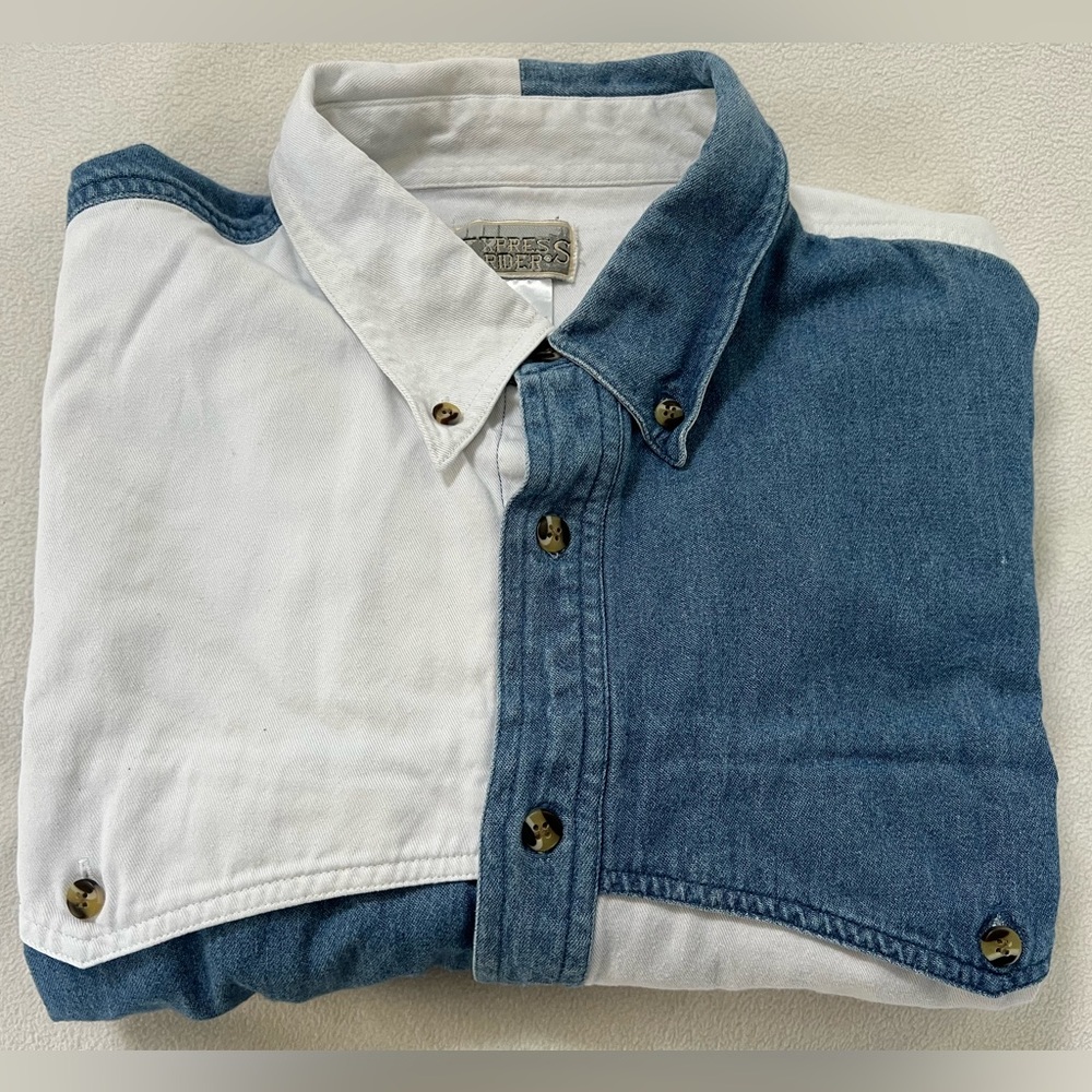 EXPRESS RIDER DENIM JEANS POCKETS MENS LONG SLEEVE BUTTON DOWN SHIRT EXTRA LARGE